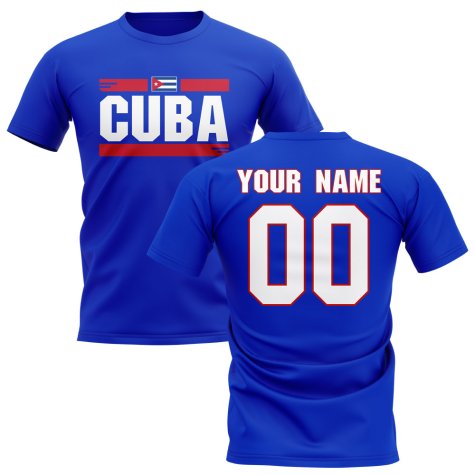 Personalised Cuba Fan Football T-Shirt (blue)
