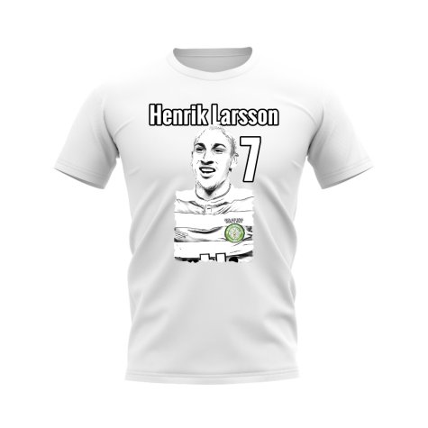 Henrik Larsson Celtic Profile T-Shirt (White)