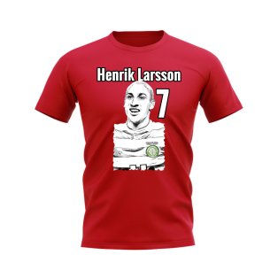 Henrik Larsson Celtic Profile T-Shirt (Red)