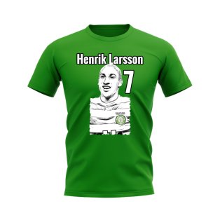 Henrik Larsson Celtic Profile T-Shirt (Green)