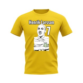 Henrik Larsson Celtic Profile T-Shirt (Yellow)