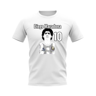 Diego Maradona Argentina Profile T-Shirt (White)