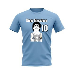 Diego Maradona Argentina Profile T-Shirt (Sky Blue)
