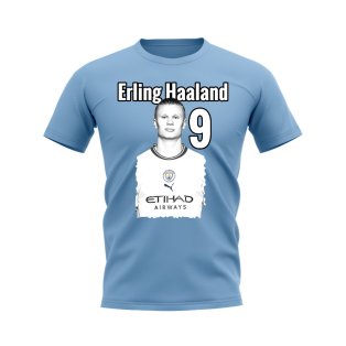 Erling Haaland Man City Profile T-Shirt (Sky Blue)