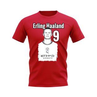 Erling Haaland Man City Profile T-Shirt (Red)
