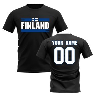 Personalised Finland Fan Football T-Shirt (black)