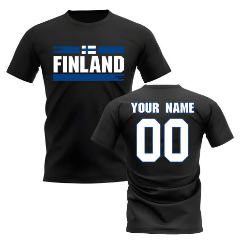 Personalised Finland Fan Football T-Shirt (black)