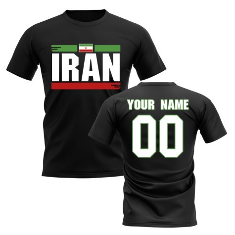 Personalised Iran Fan Football T-Shirt (black)