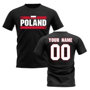 Personalised Poland Fan Football T-Shirt (black)