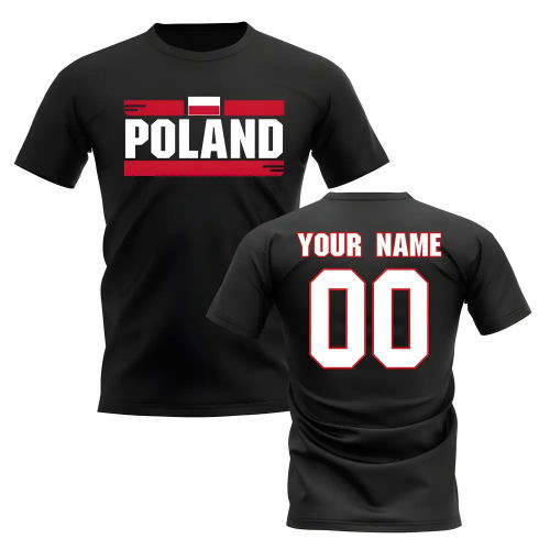 Personalised Poland Fan Football T-Shirt (black)
