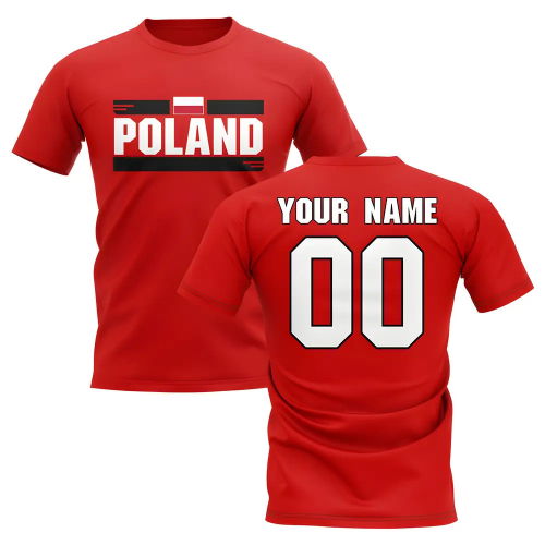 Personalised Poland Fan Football T-Shirt (red)