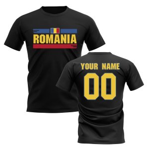 Personalised Romania Fan Football T-Shirt (black)