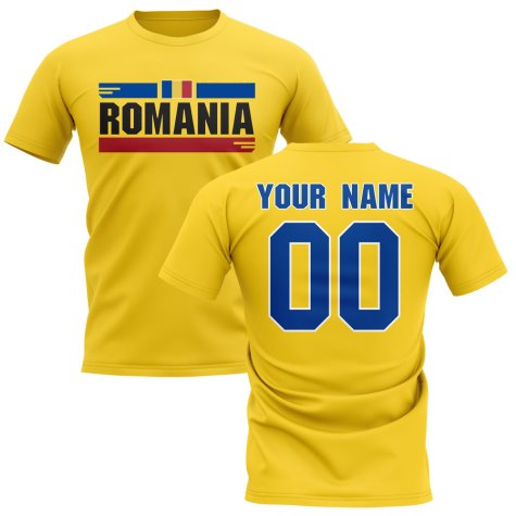Personalised Romania Fan Football T-Shirt (Yellow)