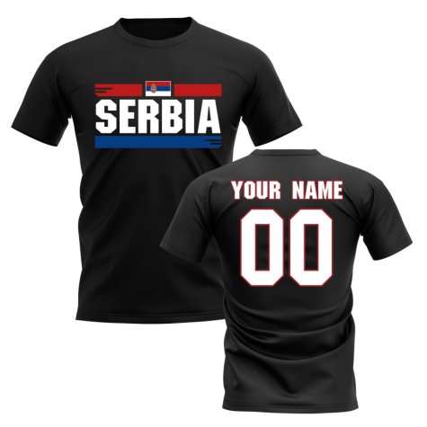 Personalised Serbia Fan Football T-Shirt (black)