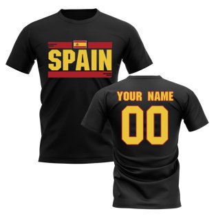 Personalised Spain Fan Football T-Shirt (black)