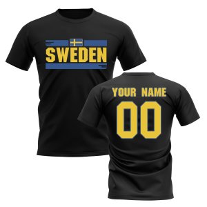 Personalised Sweden Fan Football T-Shirt (black)