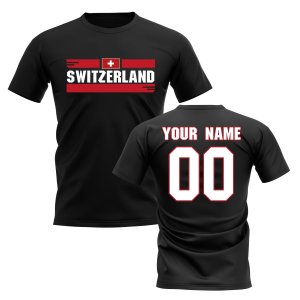 Personalised Switzerland Fan Football T-Shirt (black)