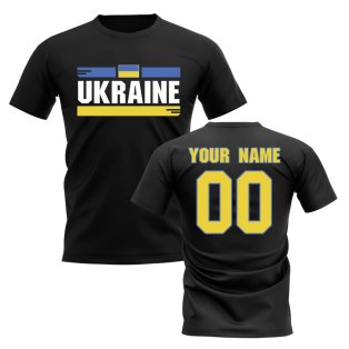 Personalised Ukraine Fan Football T-Shirt (black)