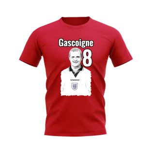 Paul Gascoigne England Profile T-shirt (Red)