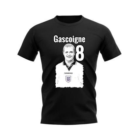Paul Gascoigne England Profile T-shirt (Black)