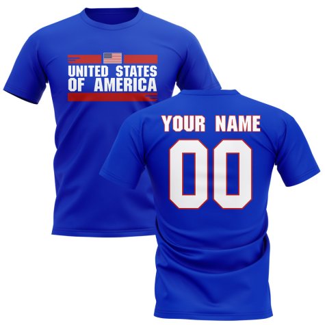 Personalised United States Fan Football T-Shirt (blue)