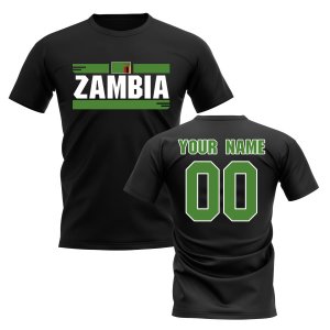 Personalised Zambia Fan Football T-Shirt (black)