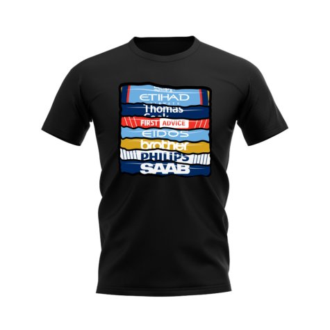 Manchester City Shirt Sponsor History T-shirt (Black)