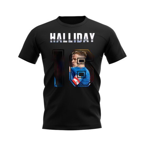 Andy Halliday Name and Number Rangers T-shirt (Black)