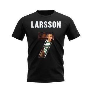 Henrik Larsson Name And Number Celtic T-Shirt (Black)