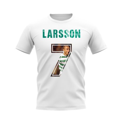 Henrik Larsson Name And Number Celtic T-Shirt (White)