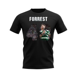 James Forrest Name And Number Celtic T-Shirt (Black)