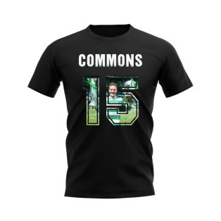 Kris Commons Name And Number Celtic T-Shirt (Black)