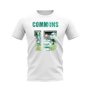 Kris Commons Name And Number Celtic T-Shirt (White)