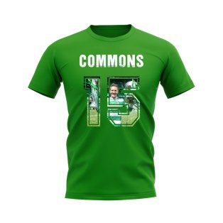 Kris Commons Name And Number Celtic T-Shirt (Green)