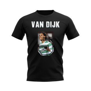 Virgil Van Dijk Name And Number Celtic T-Shirt (Black)