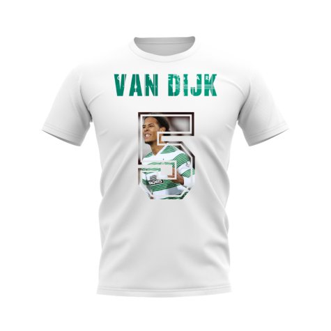 Virgil Van Dijk Name And Number Celtic T-Shirt (White)