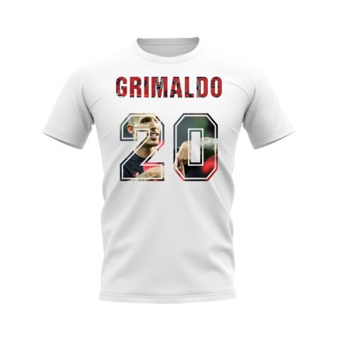 Alex Grimaldo Name And Number Bayer Leverkusen T-Shirt (White)