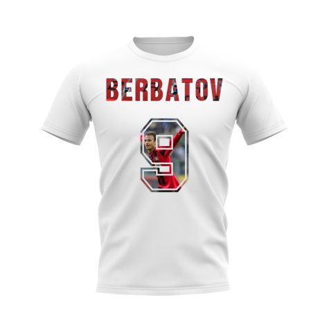 Dimitar Berbatov Name And Number Bayer Leverkusen T-Shirt (White)