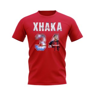 Granit Xhaka Name And Number Bayer Leverkusen T-Shirt (Red)