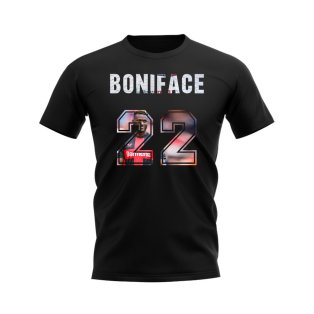 Victor Boniface Name And Number Bayer Leverkusen T-Shirt (Black)