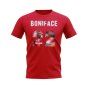 Victor Boniface Name And Number Bayer Leverkusen T-Shirt (Red)