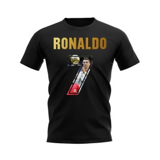 Cristiano Ronaldo Name And Number Real Madrid T-Shirt (Black)