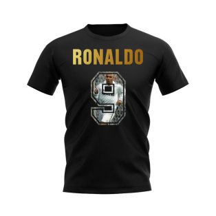 Ronaldo Nazario Name And Number Real Madrid T-Shirt (Black)
