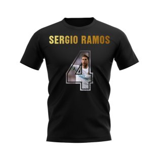 Sergio Ramos Name And Number Real Madrid T-Shirt (Black)