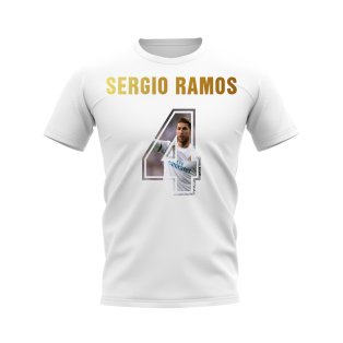 Sergio Ramos Name And Number Real Madrid T-Shirt (White)