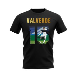 Federico Valverde Name And Number Real Madrid T-Shirt (Black)