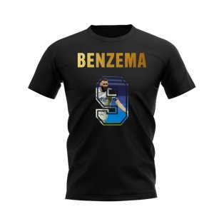 Karim Benzema Name And Number Real Madrid T-Shirt (Black)