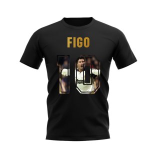 Luis Figo Name And Number Real Madrid T-Shirt (Black)