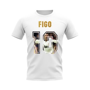 Luis Figo Name And Number Real Madrid T-Shirt (White)