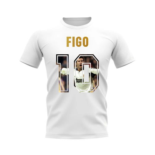 Luis Figo Name And Number Real Madrid T-Shirt (White)
